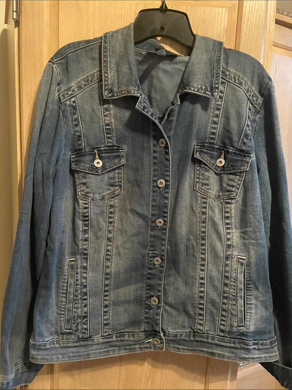 INC International Concepts Washed Blue Denim Jean Jacket